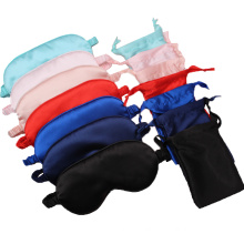 Wholesale Cheap Price Custom Label Soft Silk Satin Eye Sleep Mask With Drawstring Pouch Bag